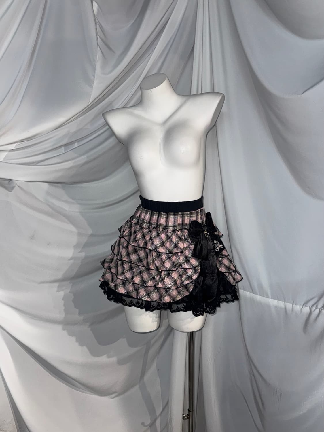 핑크 글리터체크 무채색 히메 코디세트 상품이미지2