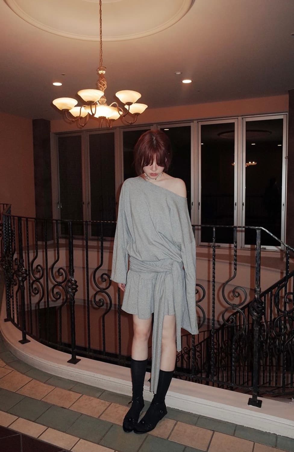 프레클 loose cutting tee,bow frill skirt 세트 상품이미지1