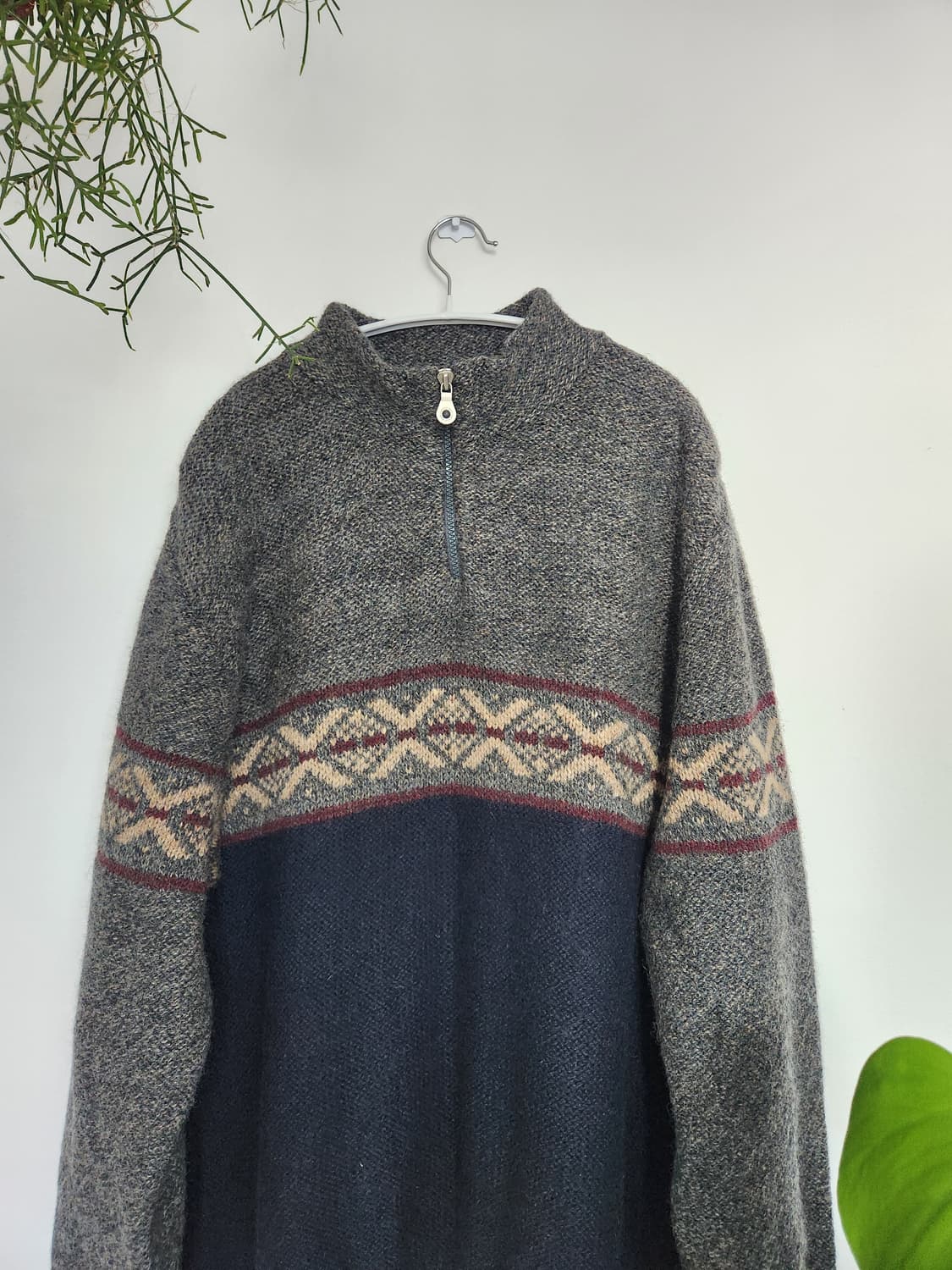 80s 랜즈엔드 노르딕 쿼터 집업 니트(USAmade) 상품이미지2