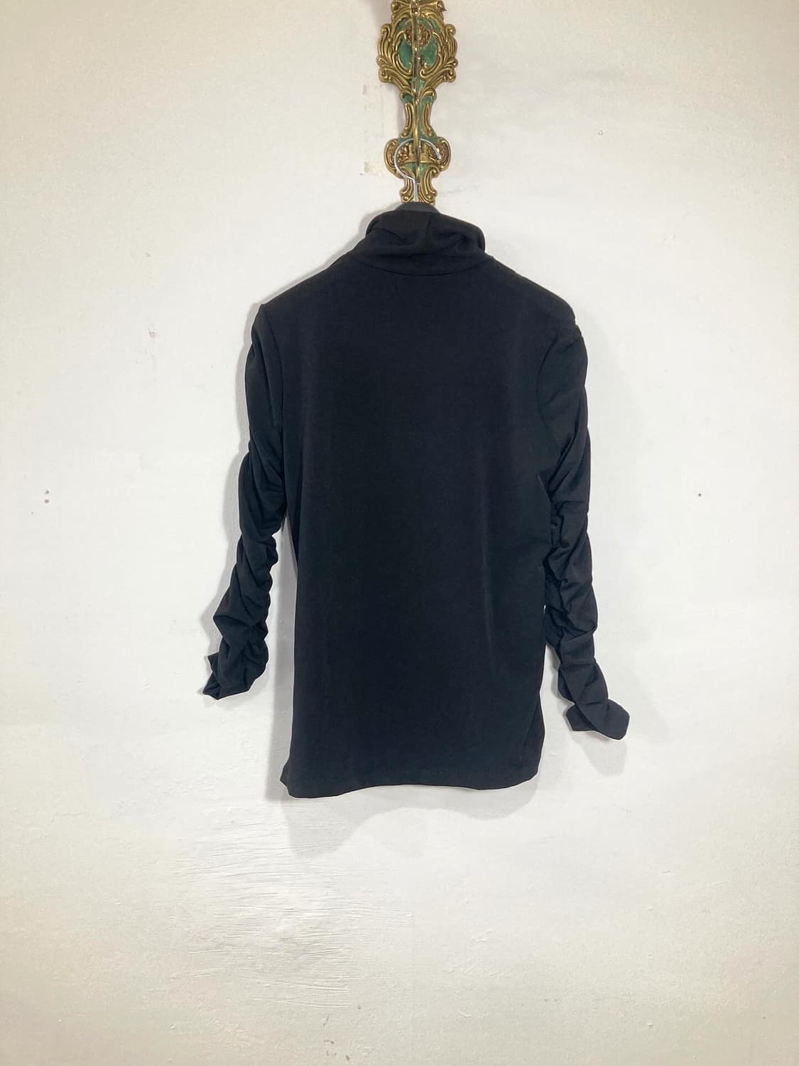 Black Ruched High Neck Top 상품이미지2