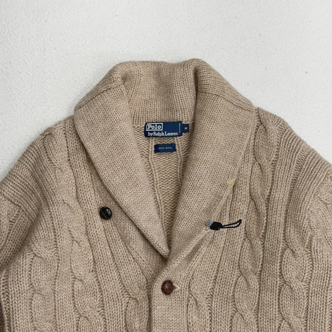 POLO 숄 카라 케이블 울 니트 가디건 M 상품이미지3