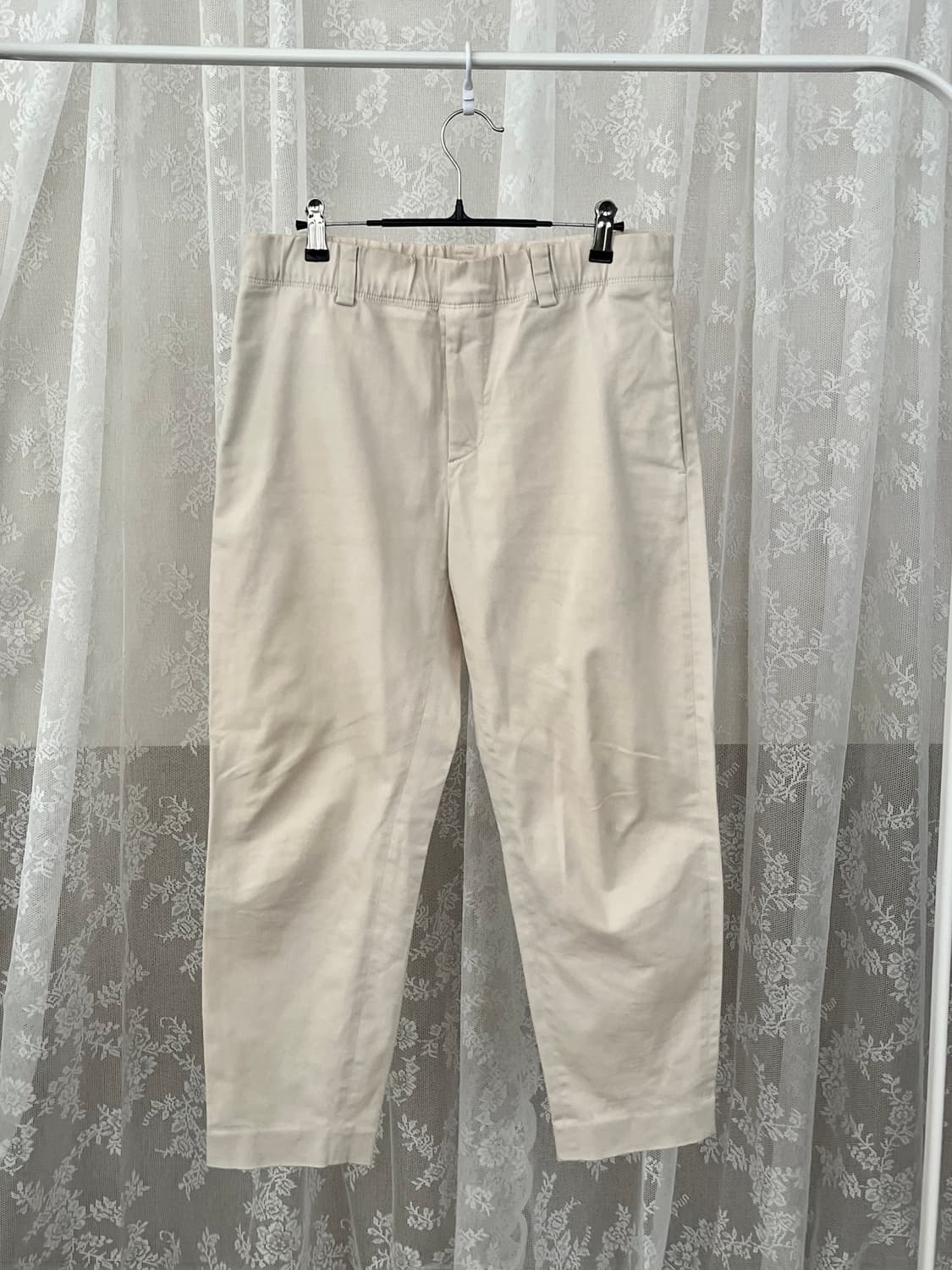 78-96) 한섬 시스템 테이퍼드핏 밴딩 코튼 팬츠 아이보리 상품이미지1