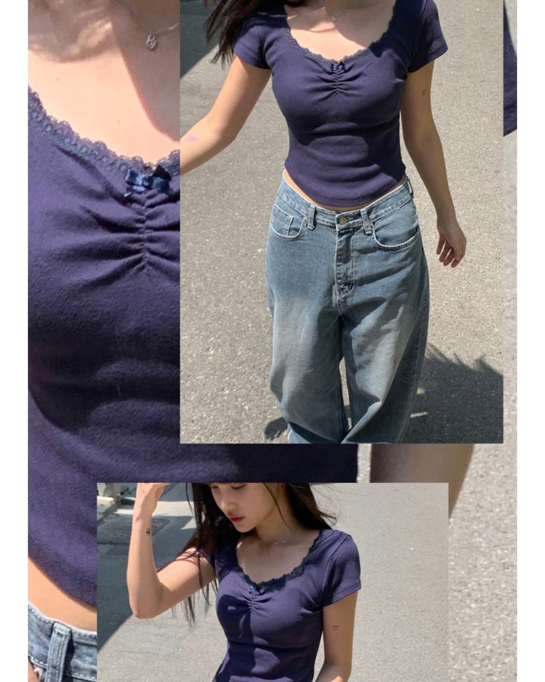 아쿠비클럽 하프레이스 반팔티 네이비 상품이미지2