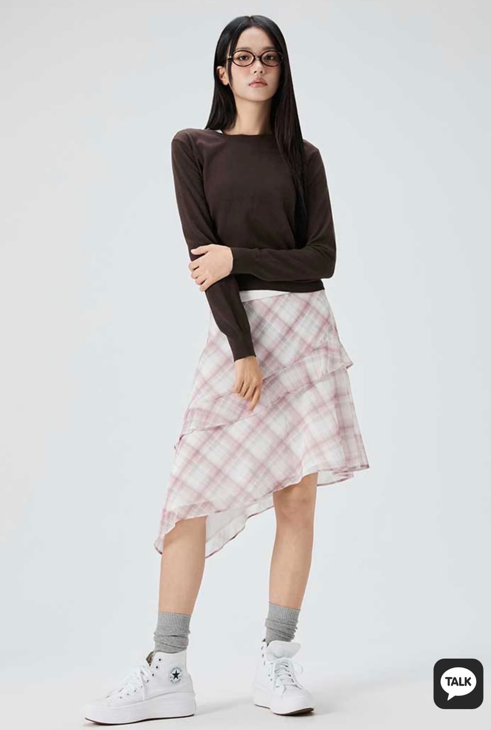 구매가 6만) 미쏘 체크 프릴 언발 스커트 벚꽃룩 에겐 상견례 하객룩 상품이미지3