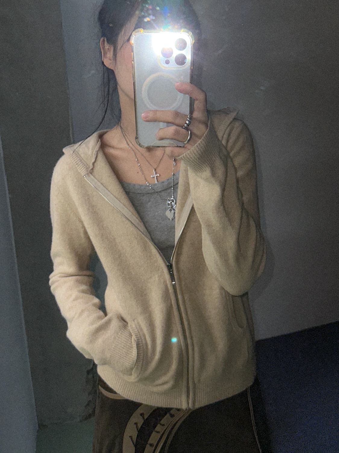 soft beige wool hd zip up 상품이미지1