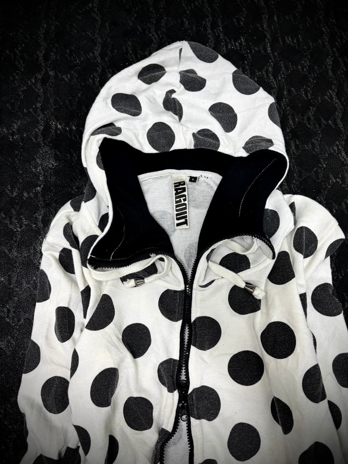 “RAGOUT” Y2K Dot Pattern 2-way Hoodie zi 상품이미지3