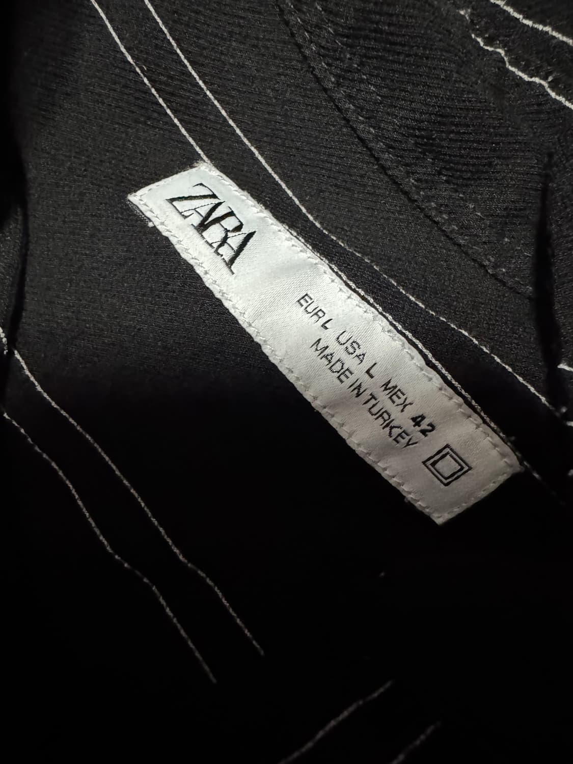 자라 ZARA 비스코스 스트라이프 빈티지 긴팔 셔츠 L ~ XL 블랙 상품이미지3