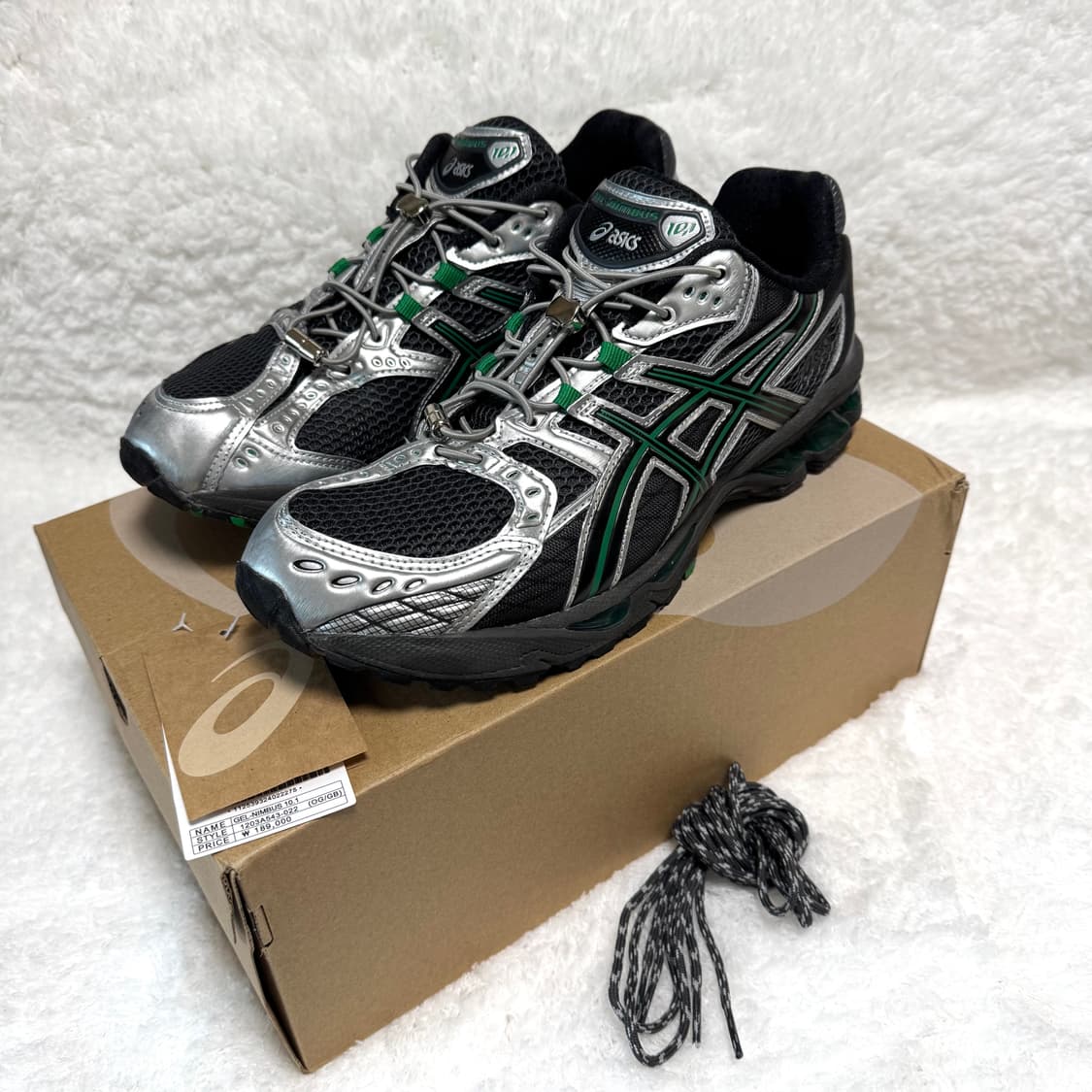 아식스 젤 님버스 10.1 옵시디언 그레이 그린 바질 275 size 상품이미지3