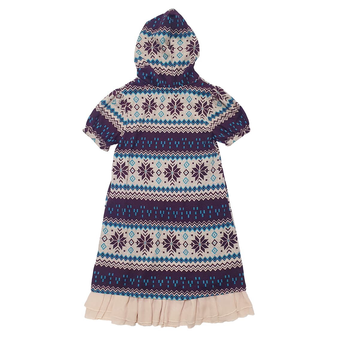 노르딕 반소매 후드 프릴 레이어드 원피스 상품이미지3