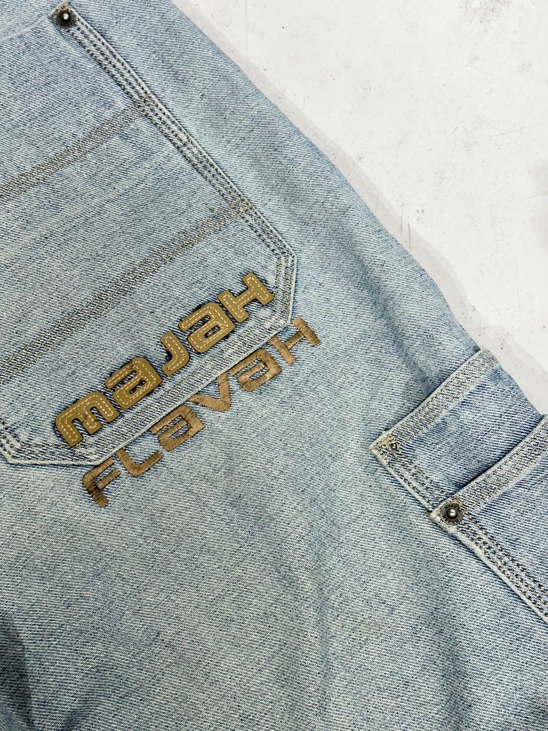 마자 플라바 연청 힙합 새깅 버뮤다 데님 팬츠 청 반바지 M 상품이미지6