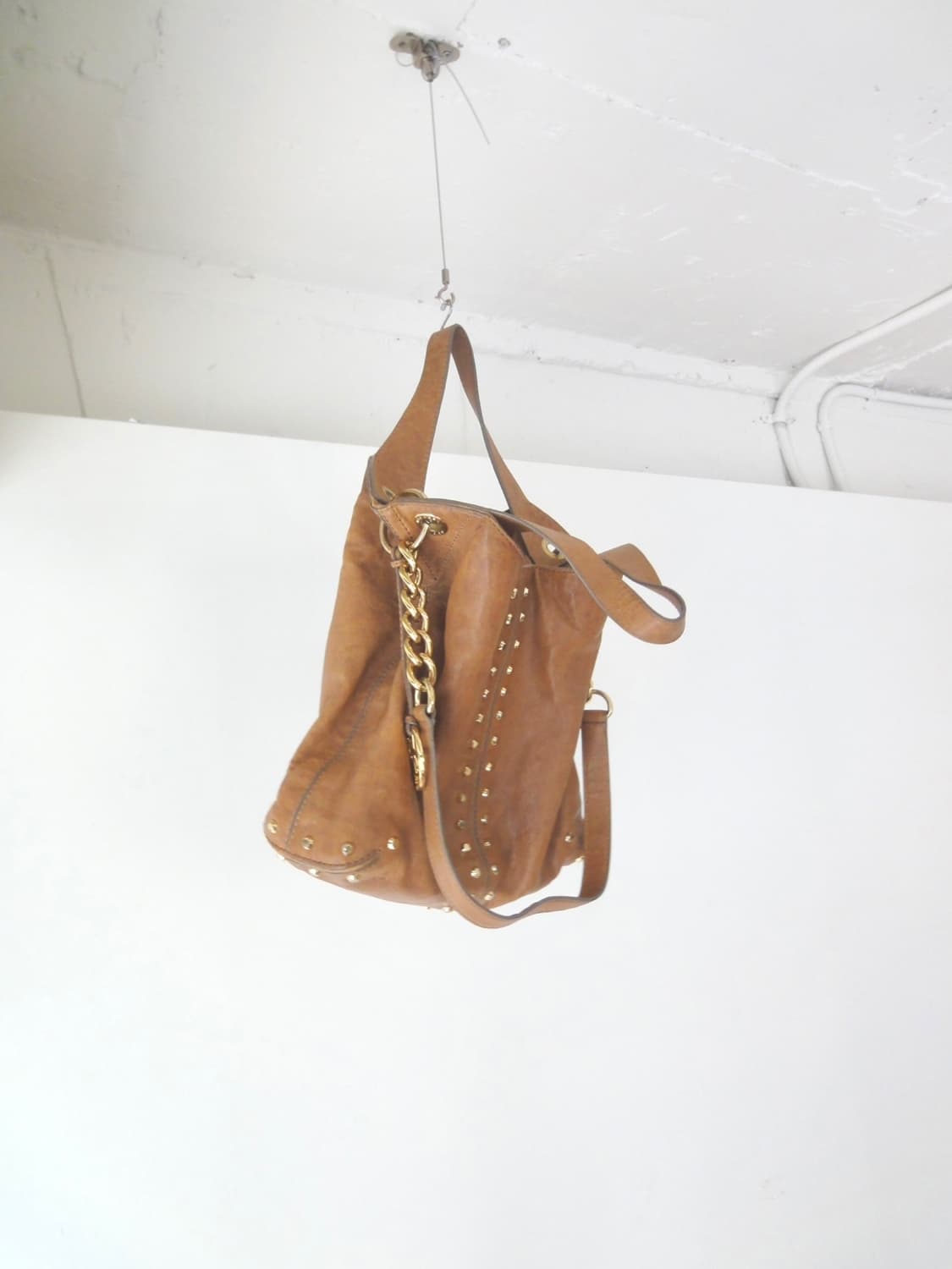 MICHAEL KORS gold stud tote bag / brown 상품이미지2