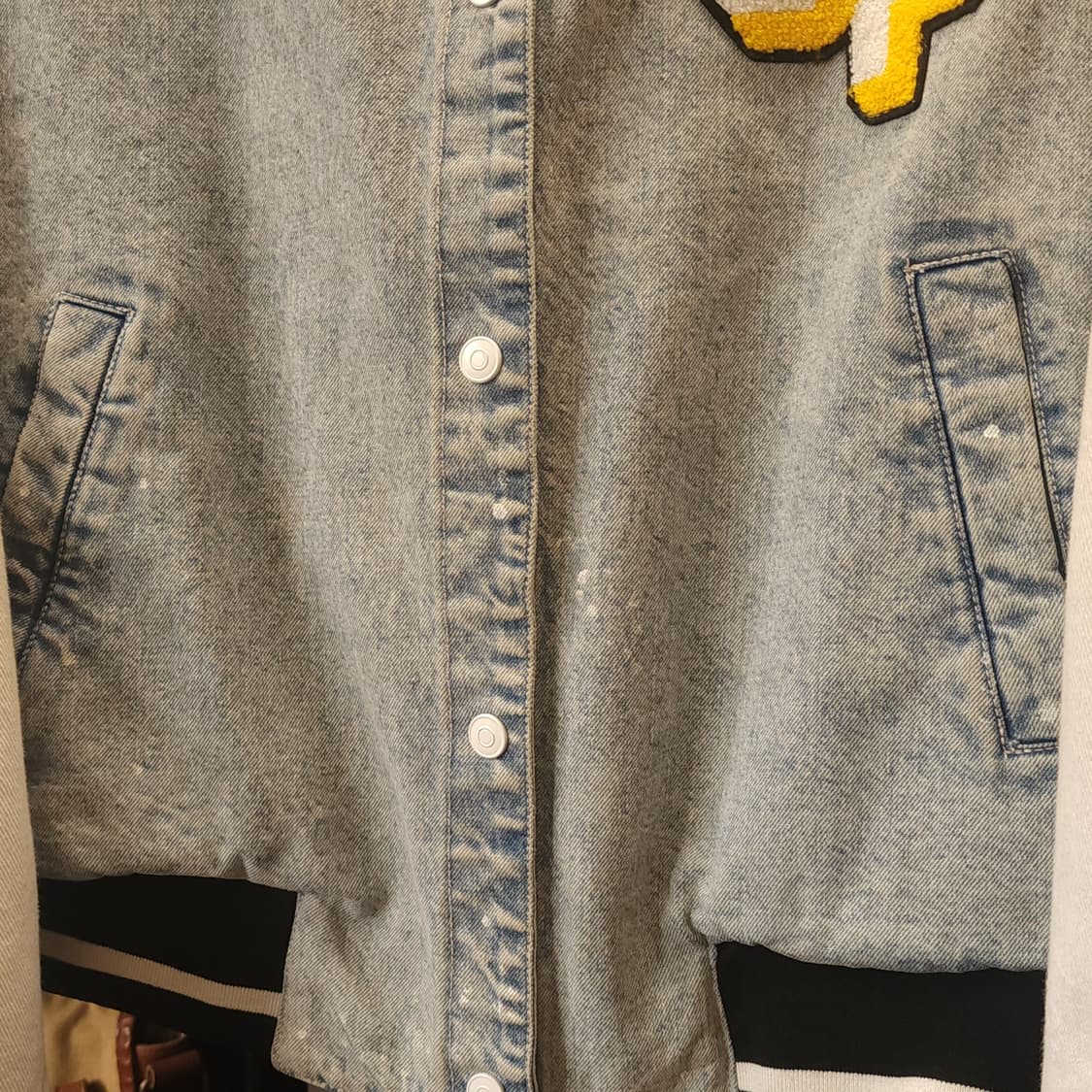 90s 빈티지 데님 바시티 자켓 봄버자켓 자수 M 상품이미지5