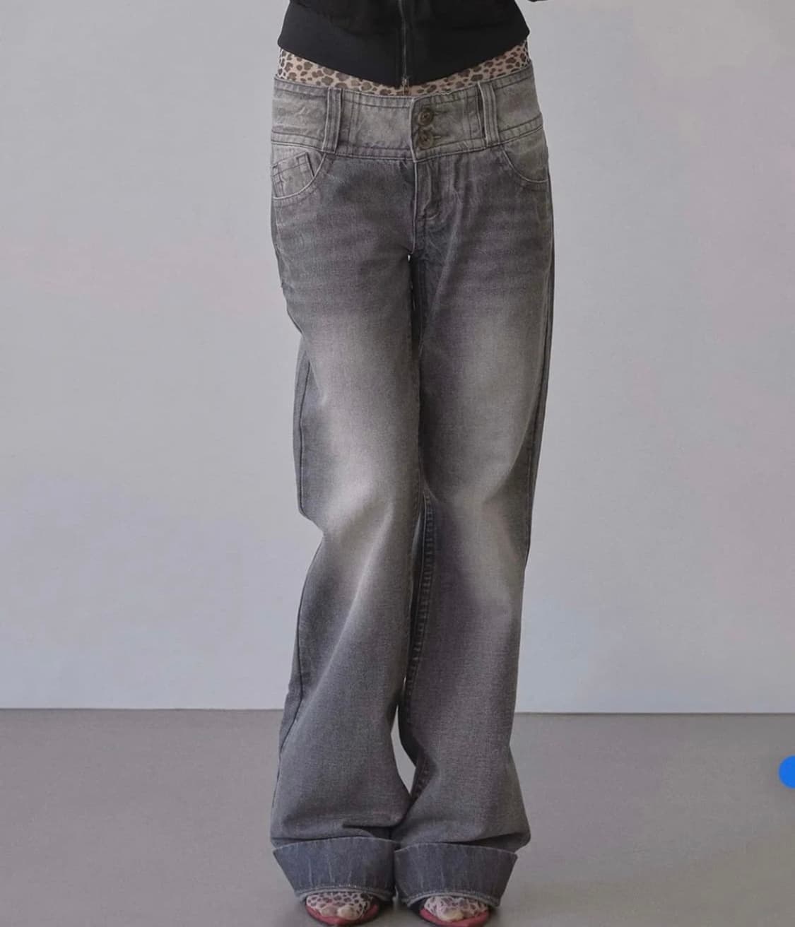 스컬프터 SCULPTOR 유니온 잭 로우라이즈 데님 팬츠 그레이 상품이미지2