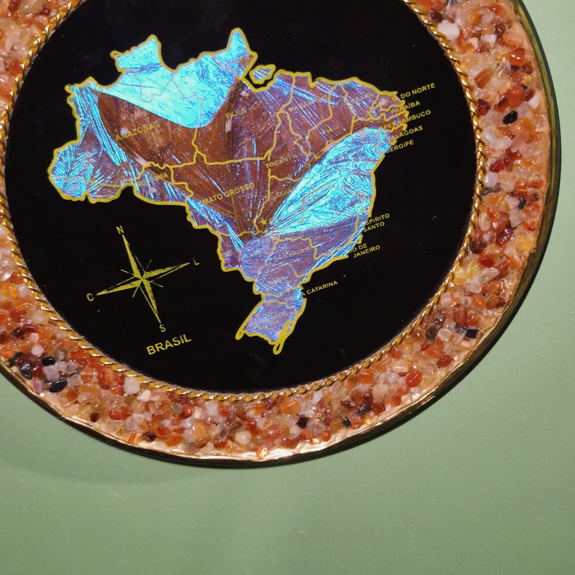 90s 브라질 모르포 나비 날개 천연석 장식 상품이미지5