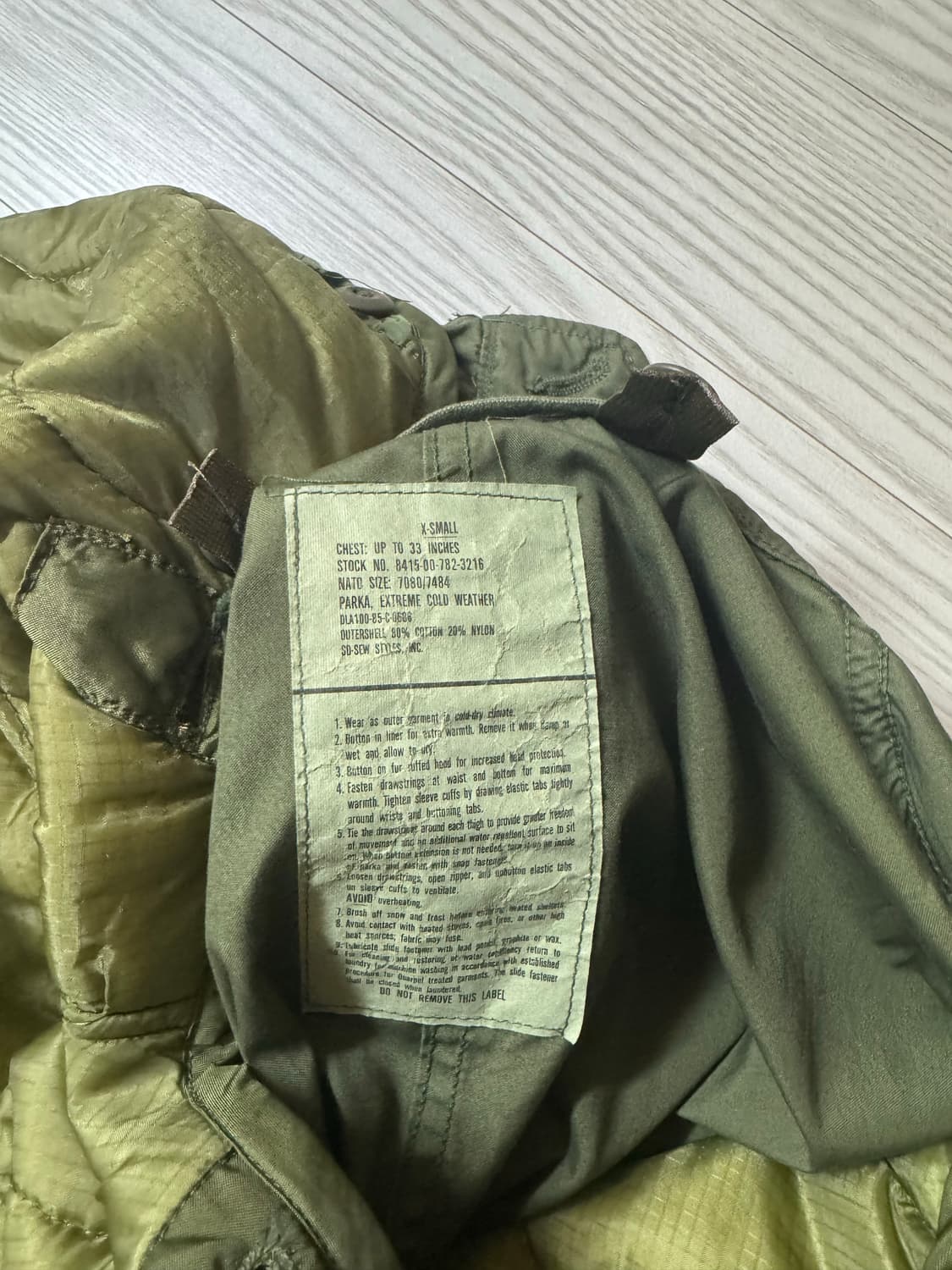 미군 M65 개파카 XS 상품이미지9