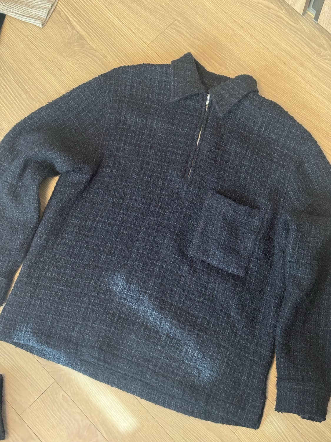 [L] 유스Youth 트위드 하프집업 셔츠 네이비 상품이미지1