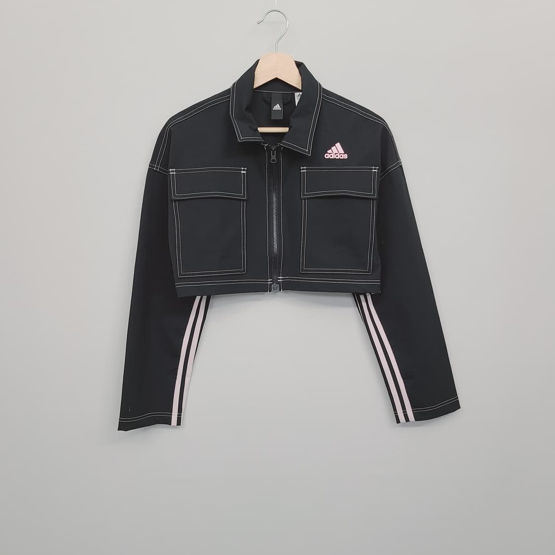 아디다스 W 댄스 3스트라이프 크롭 자켓 (블랙/S) 상품이미지2