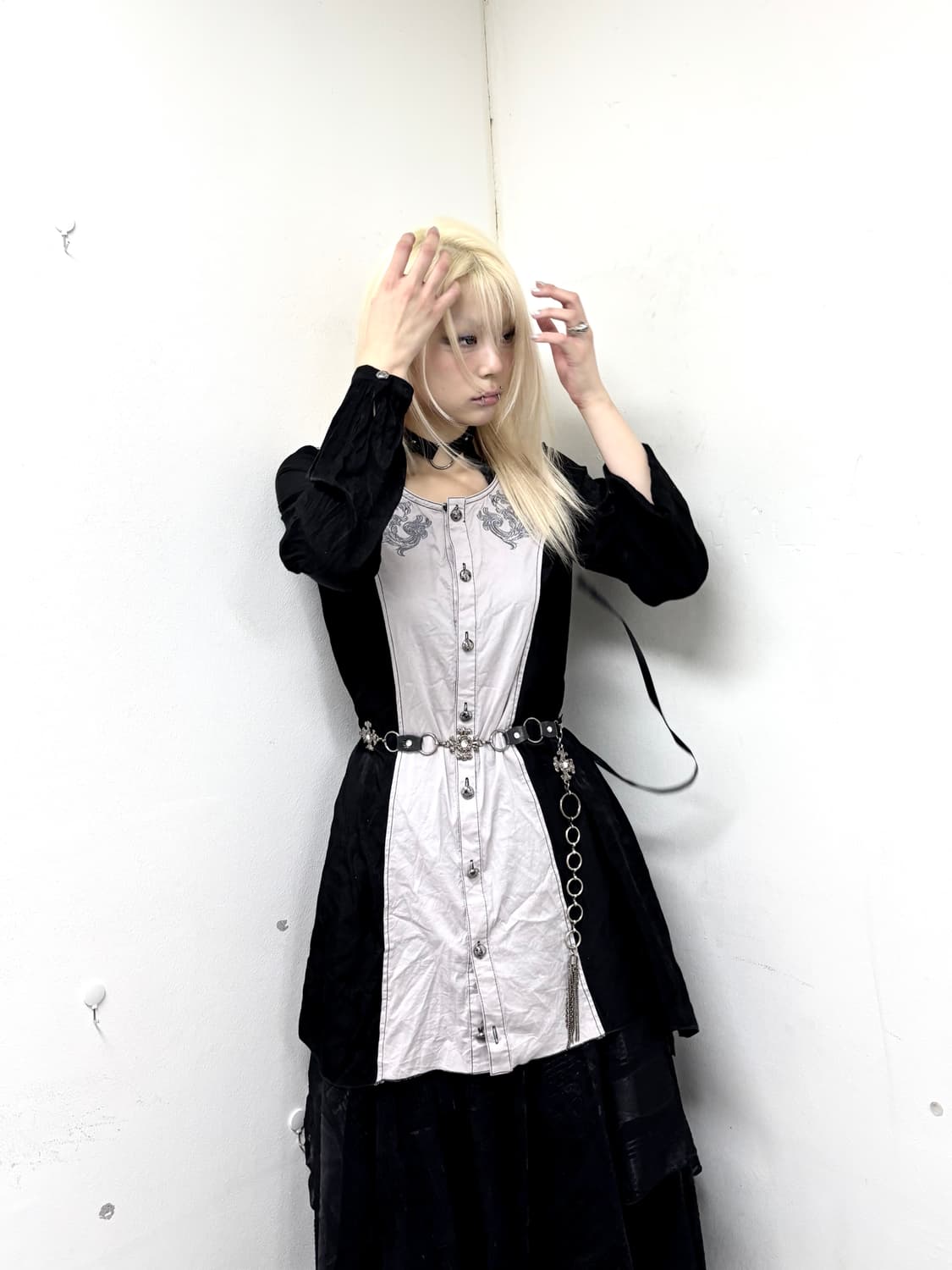 “Algonquins” 00’s Gothic Print Long Shir 상품이미지2