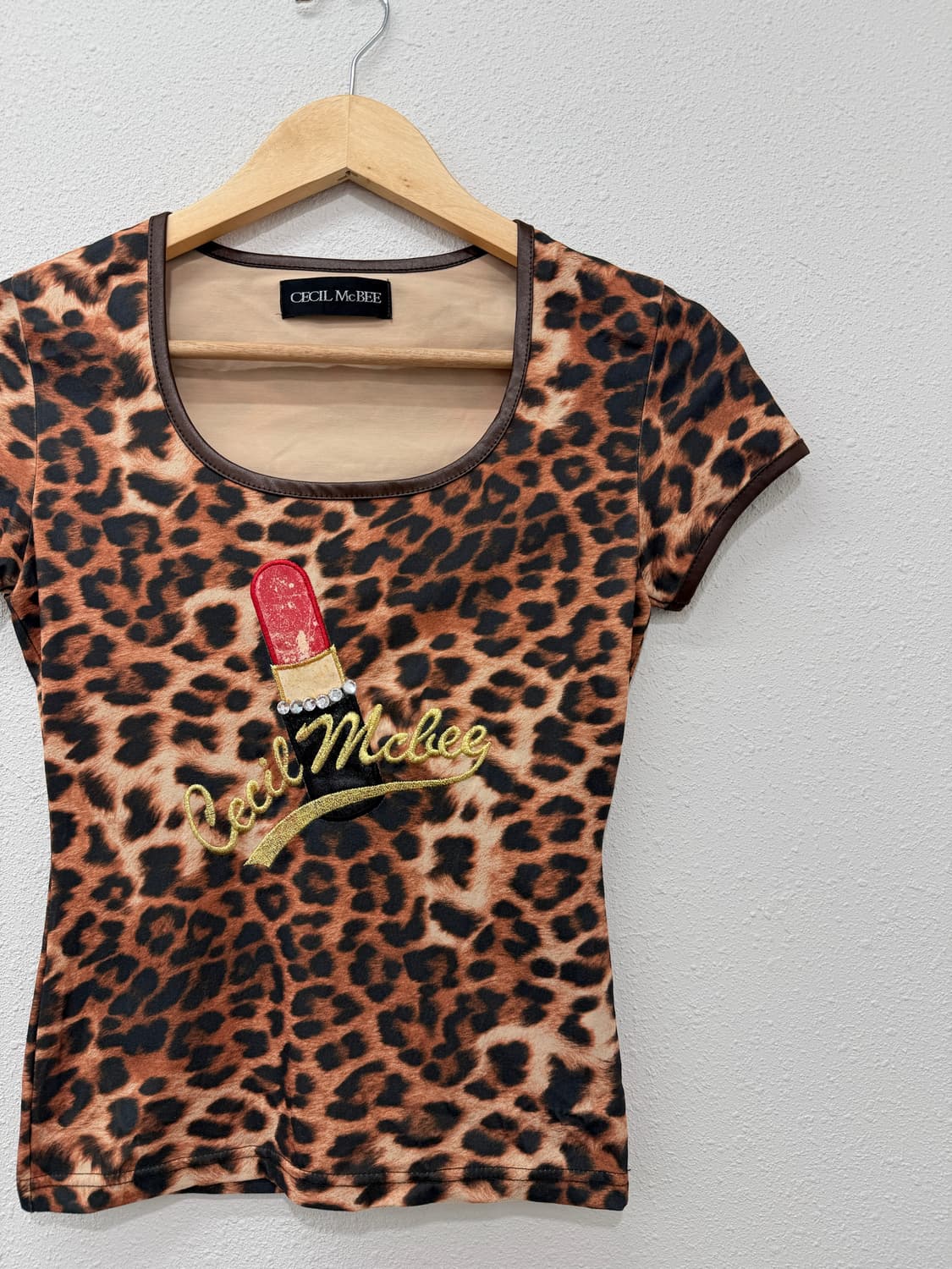 빈티지 Cecil McBee 호피 로고 슬림 반팔티 상품이미지2