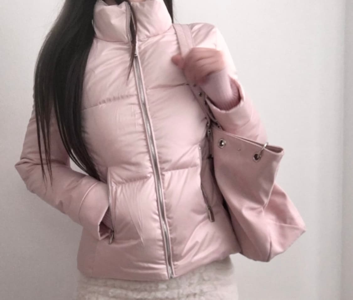 덕다운 슬림핏 핑크 필라테스 패딩 상품이미지1