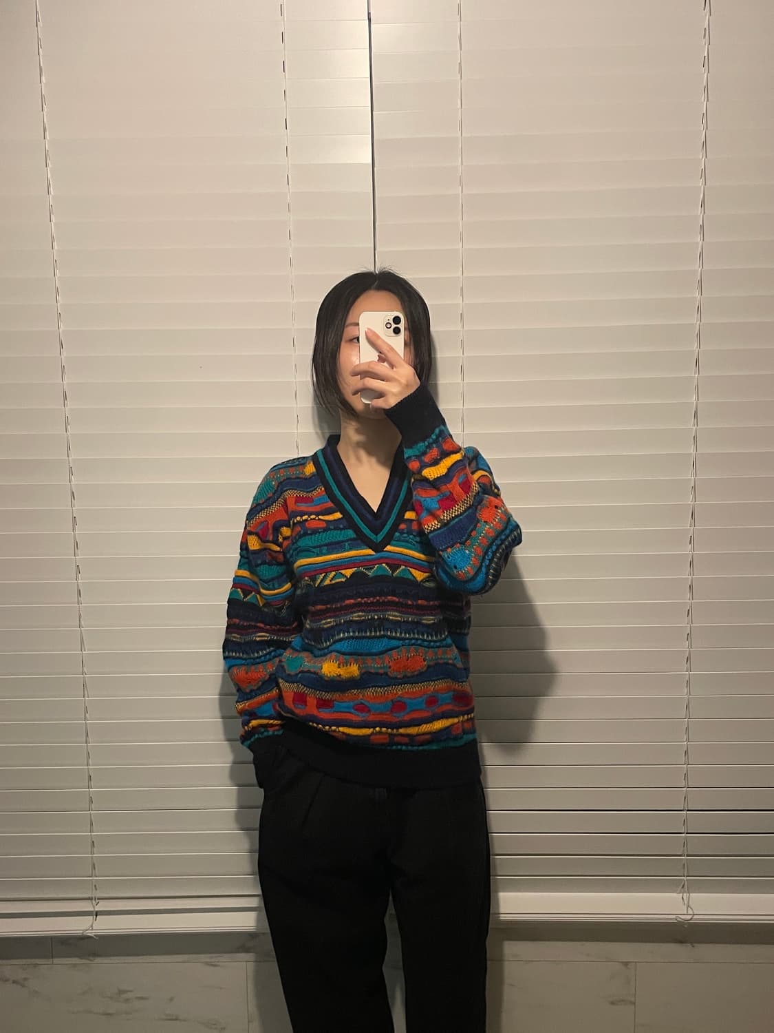 쿠지 브이넥 케이블 니트 상품이미지2