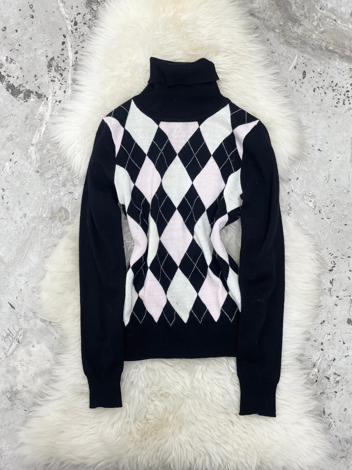 갸루 프레피 아가일 니트 상품이미지1