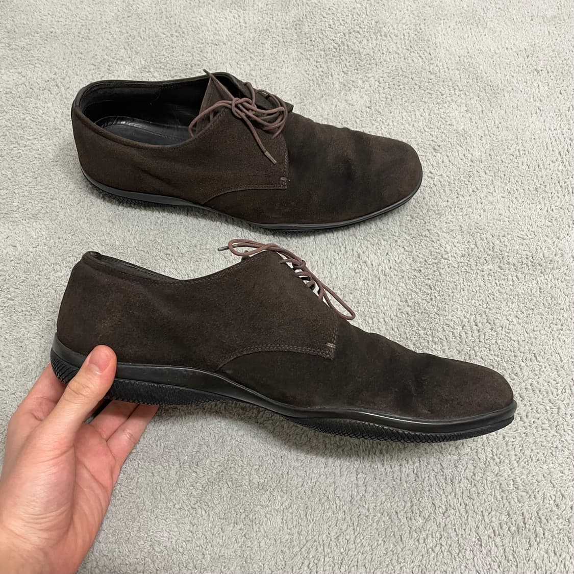 270) 프라다 스포츠 스웨이드 레더 레이스업 더비 스니커즈 상품이미지3