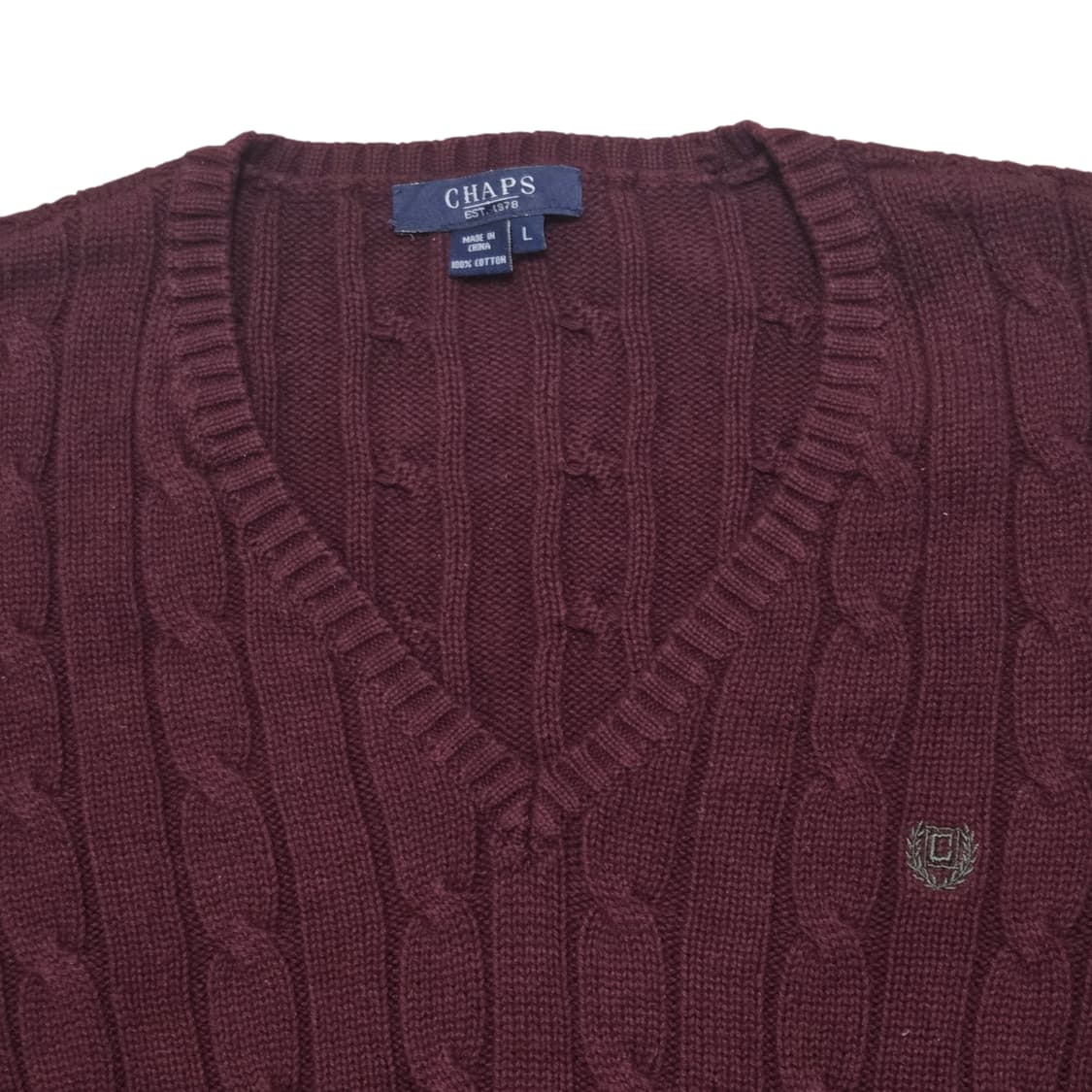 CHAPS 챕스 버건디 꽈베기 니트 브이넥 스웨터 니트 상품이미지4