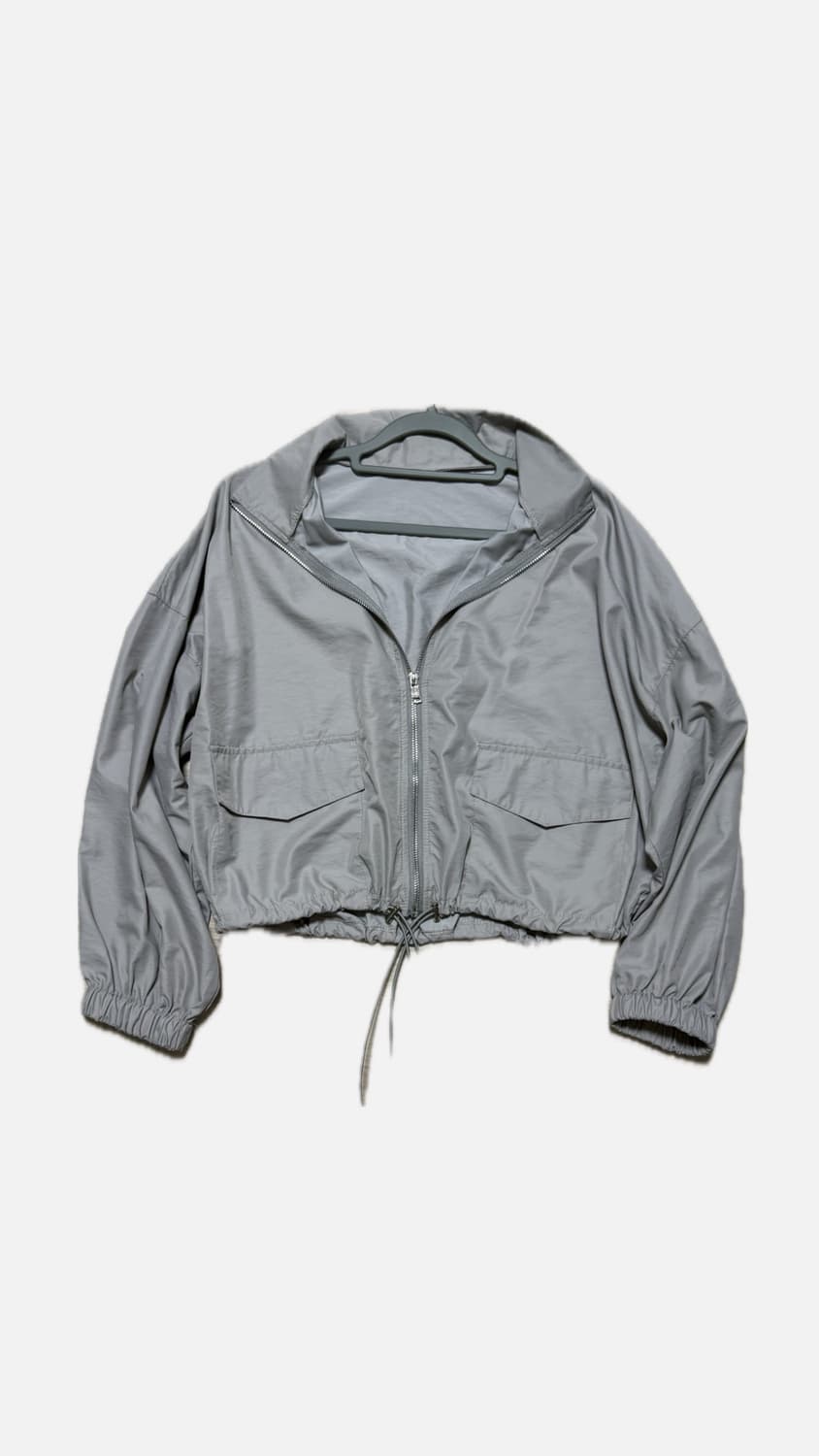 밑단 스트링 포인트 바람막이 그레이 상품이미지1