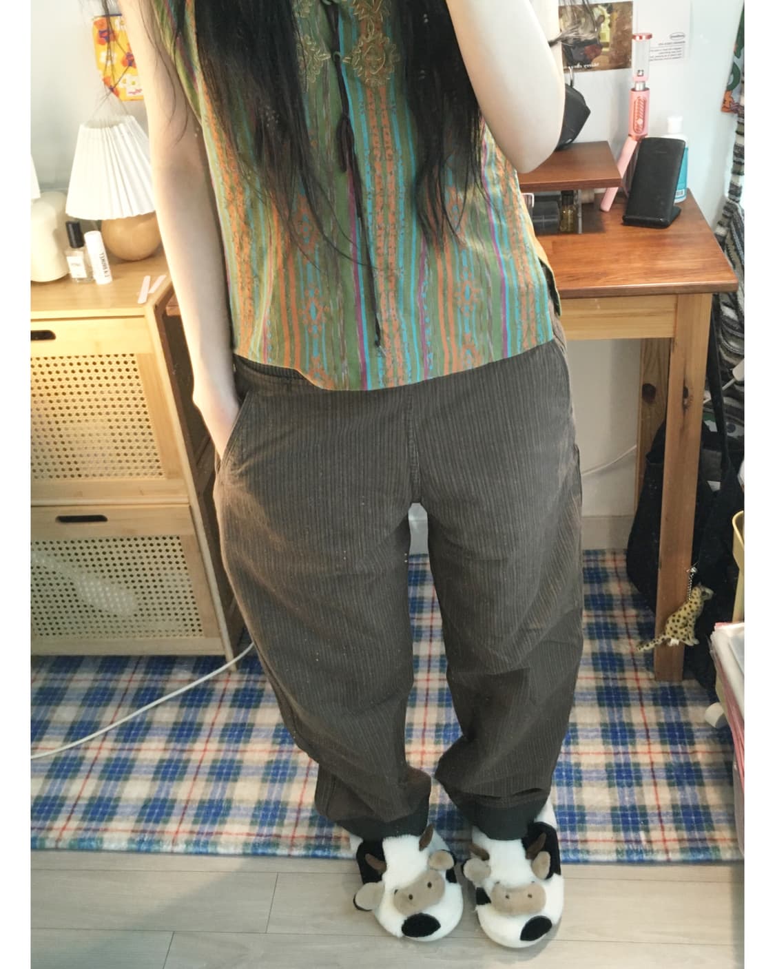 vintage striped banding pants brown 상품이미지3