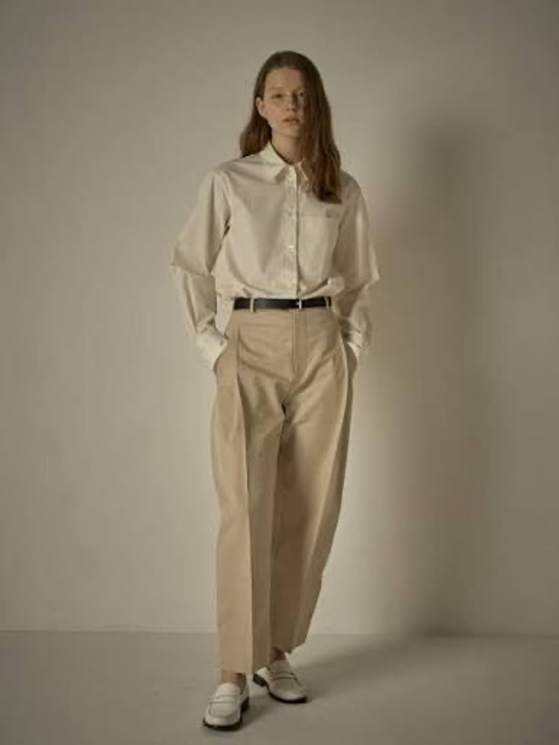 파사드패턴 라운드 코튼 팬츠 아이보리  상품이미지3