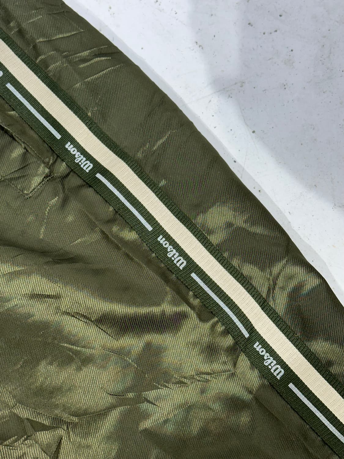 빈티지 윌리엄 카키 와이드 베이지 사이드 라인 트랙 팬츠 L 상품이미지6