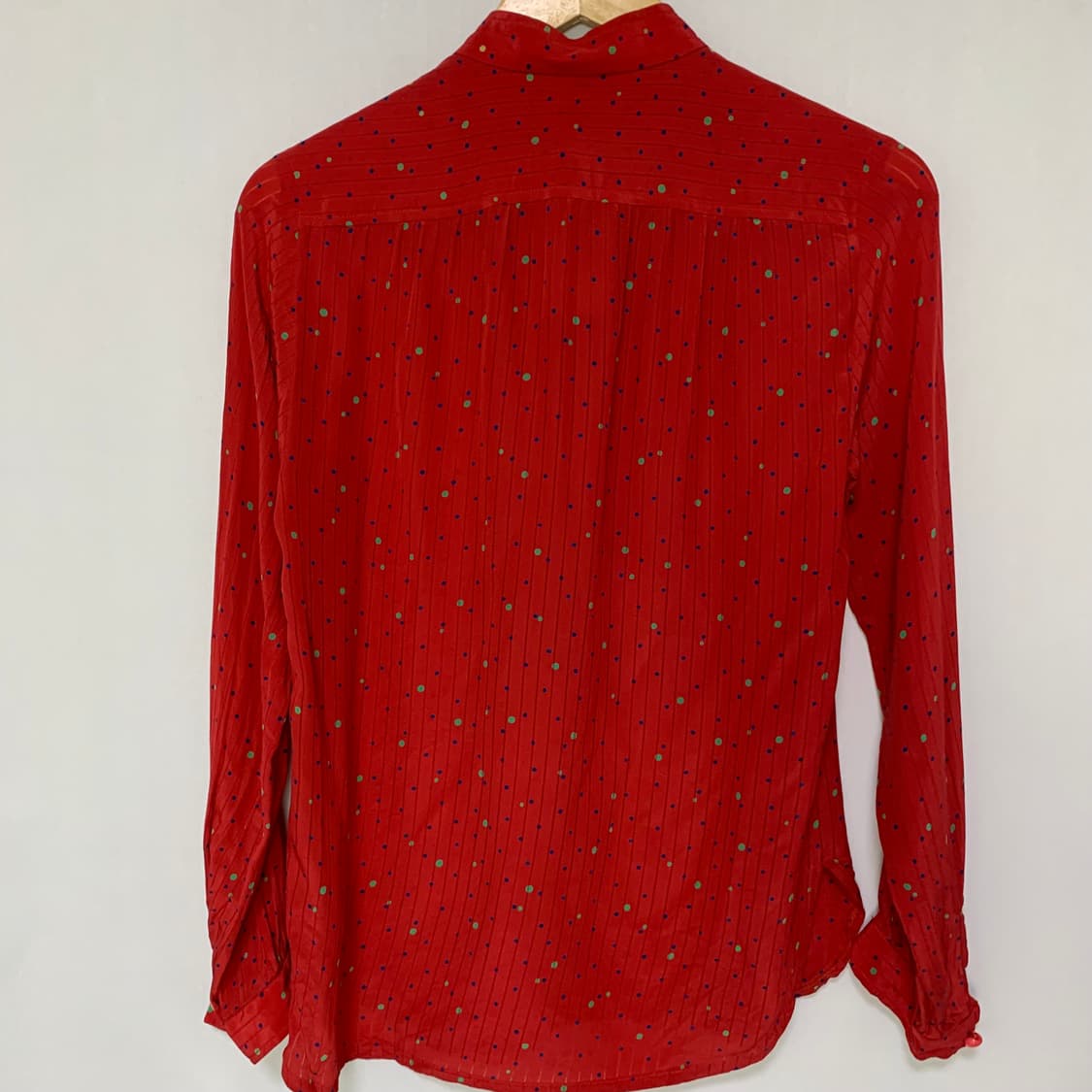 발렌티노 이태리 빈티지 도트 실크 100 블라우스 셔츠 레드 상품이미지6