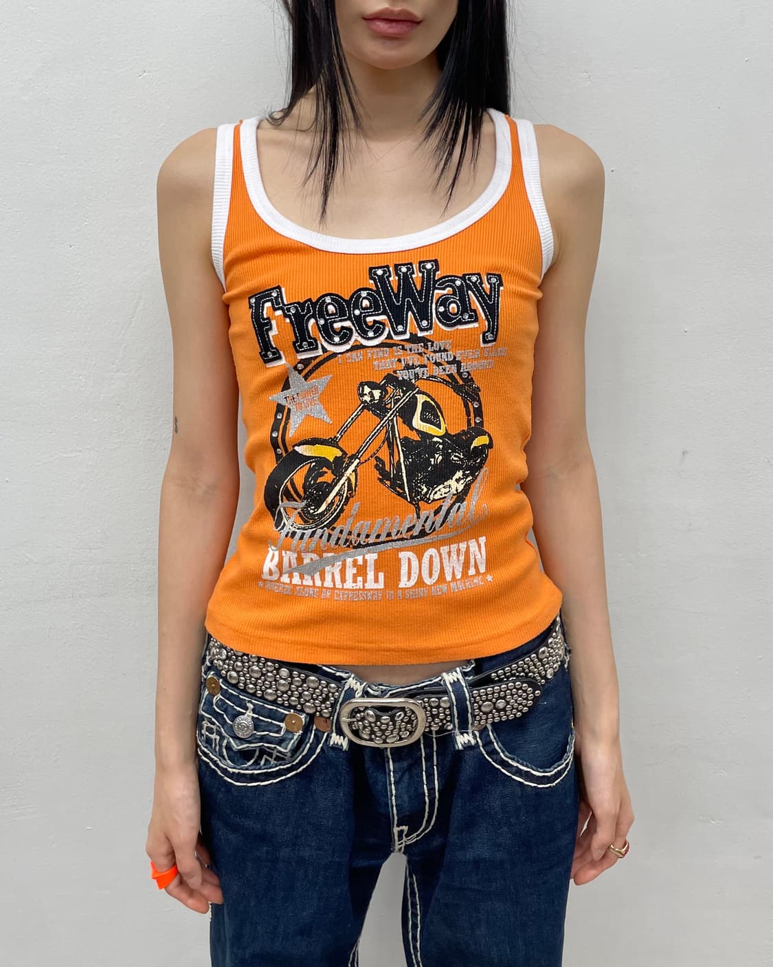 Retro Freedom Motorcycle Orange Sleevele 상품이미지4