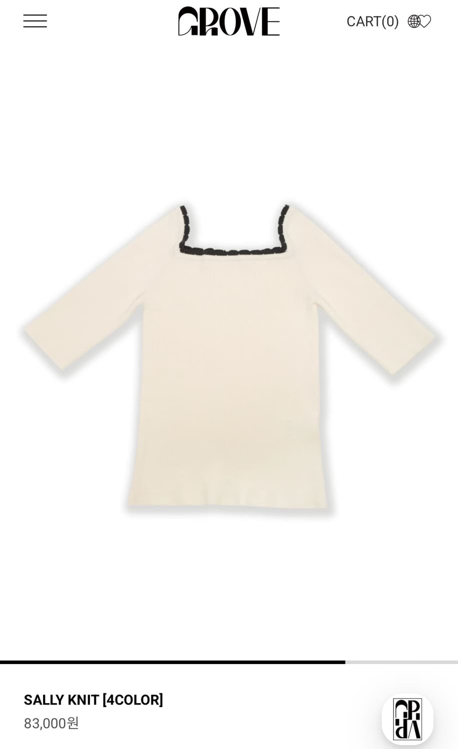 그로브 sally knit 니트 반팔 새상품 상품이미지1