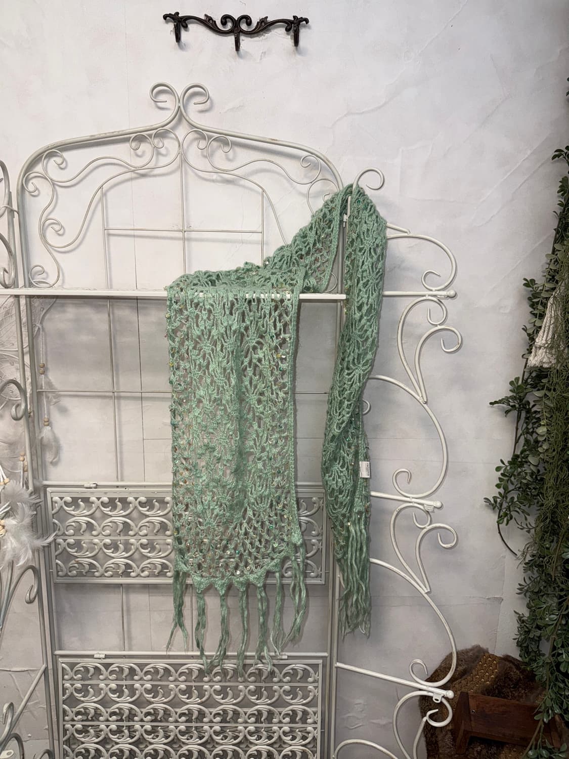 Renoma melon mint flower crochet muffler 상품이미지1