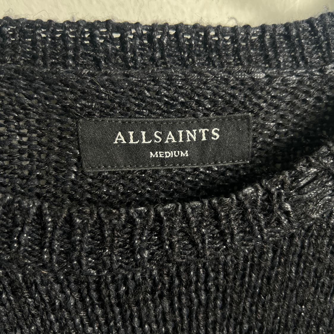 올세인츠 블랙 디스트로이드 데미지 니트 스웨터 M 상품이미지3