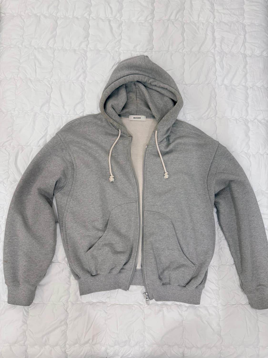 비이커 숏후드집업 멜란지그레이 상품이미지1