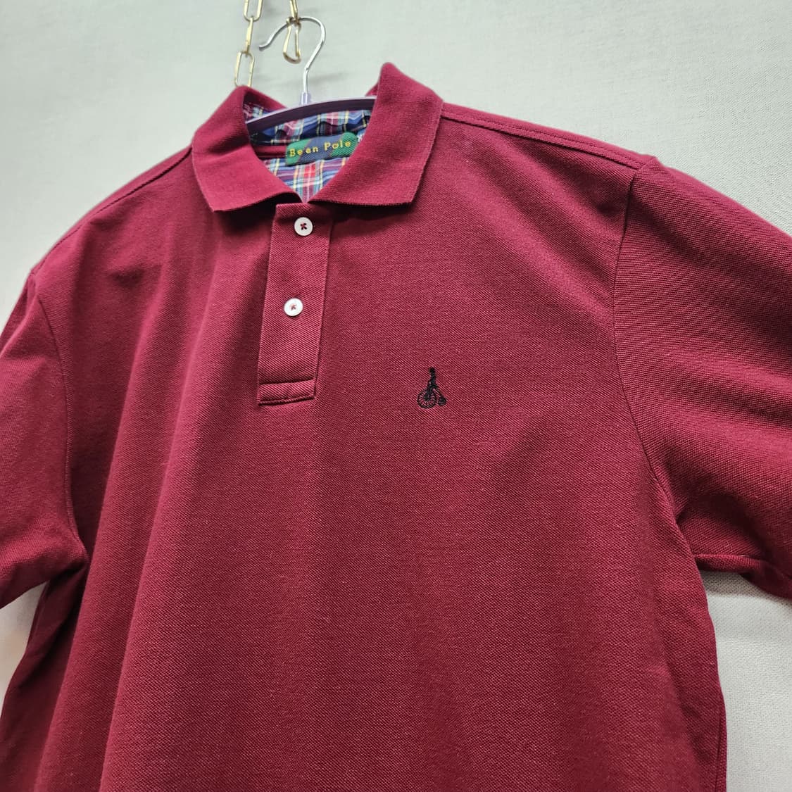 빈폴 로고자수 버건디 반팔카라 XL(L) 상품이미지3