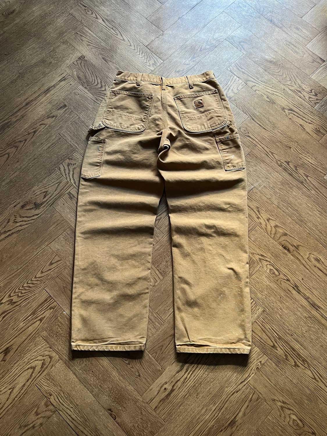 [32]칼하트 USA 덩가리핏 빈티지 페인팅 브라운 싱글니 워크 팬츠 상품이미지2