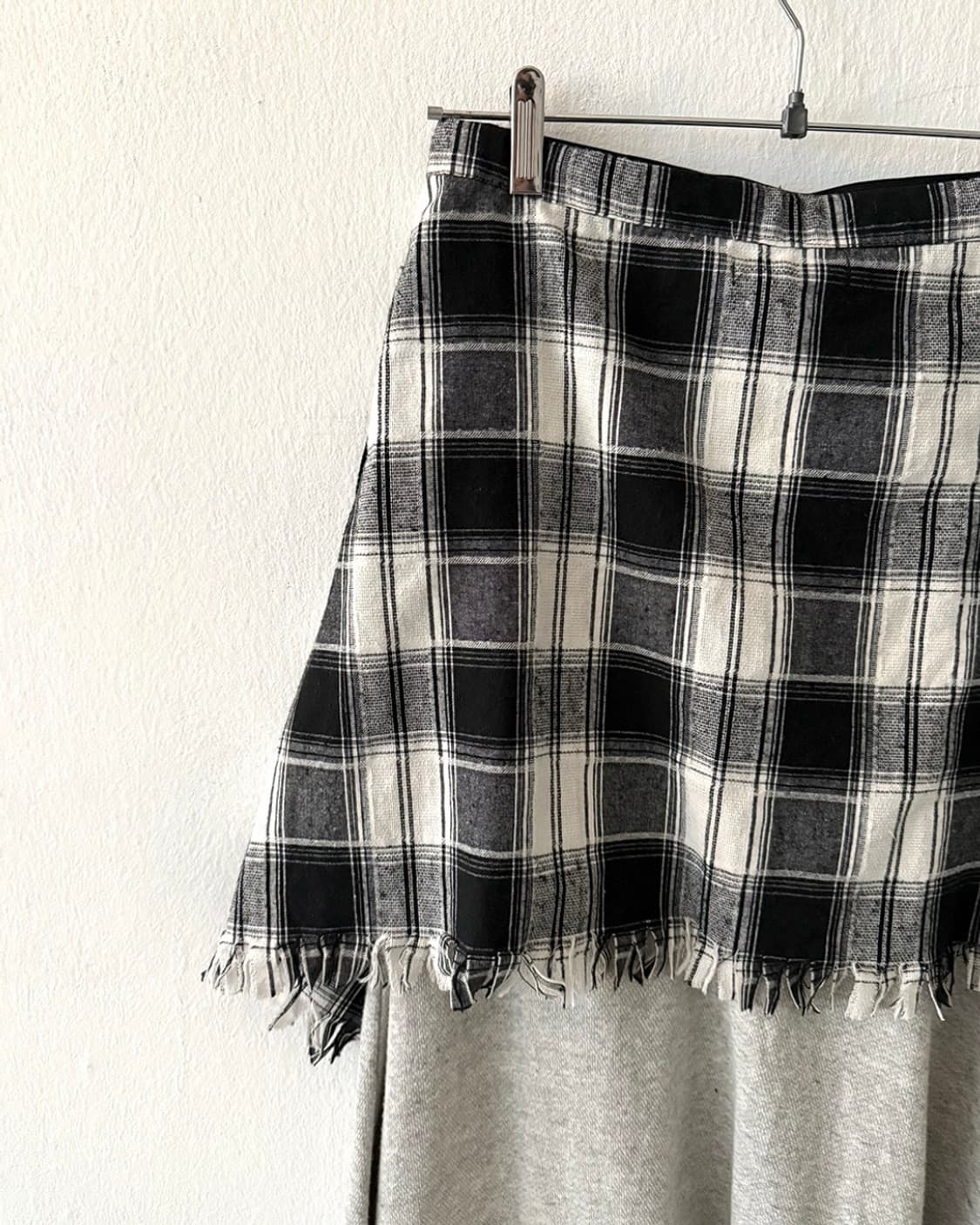 Check layered skirt+gray long skirt set 상품이미지5