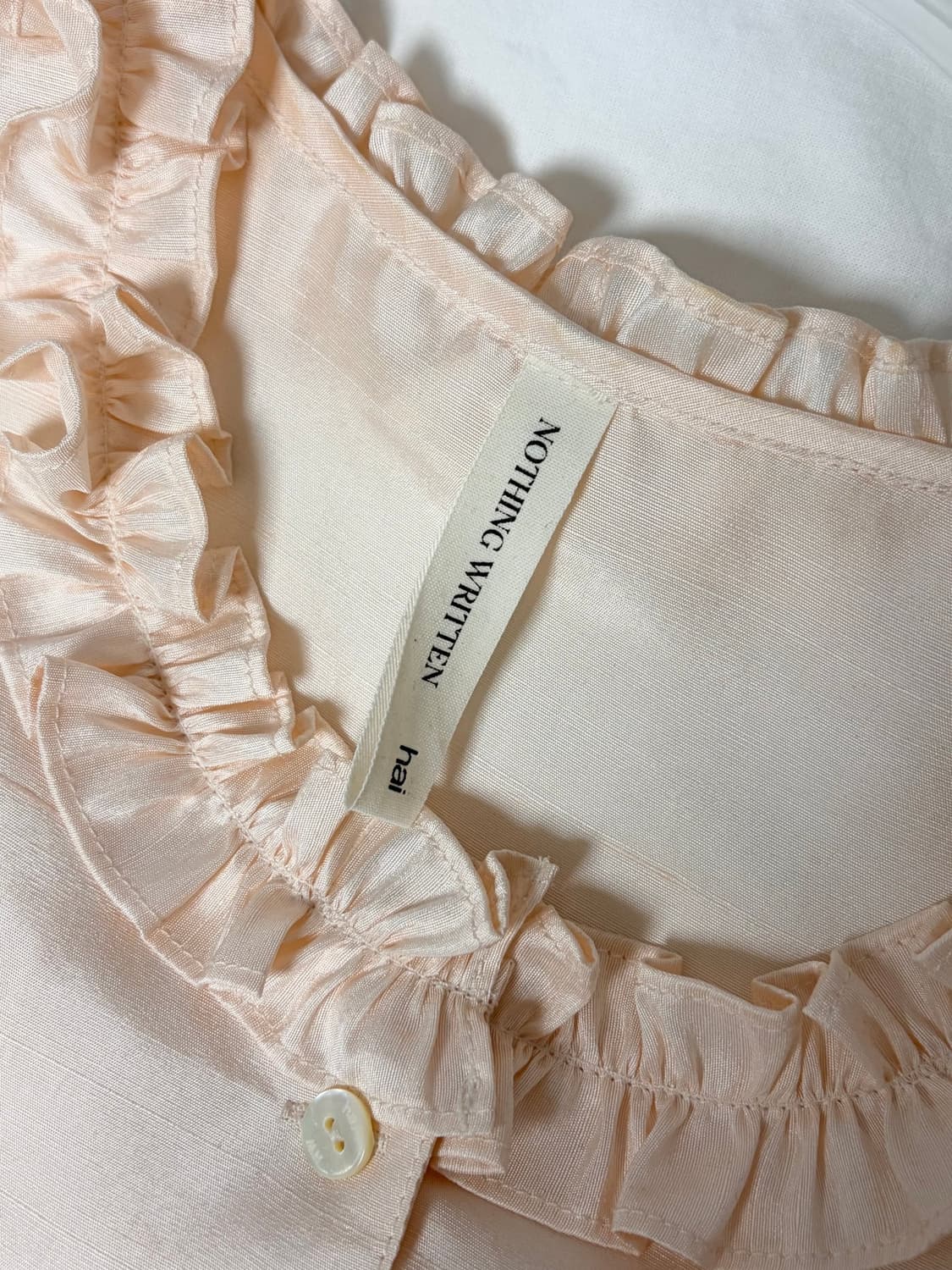 HAI X Nothing written 카라 실크 블라우스 핑크 상품이미지8