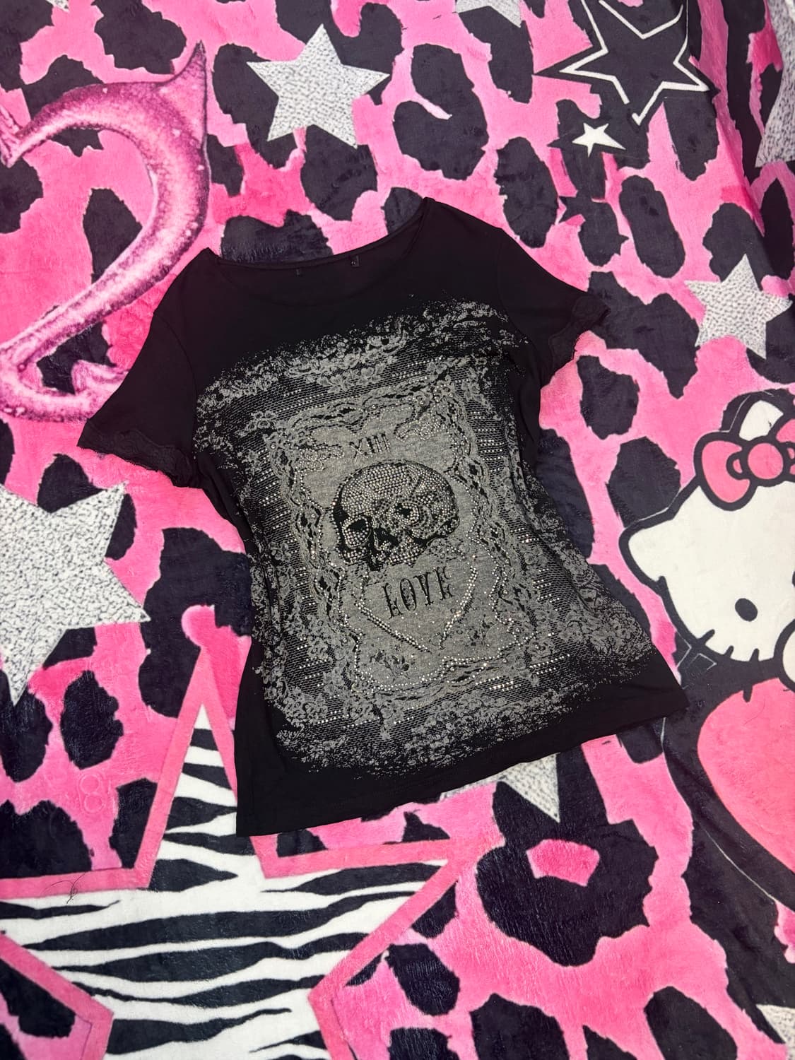 Gothic cubic skull lace T-shirt 상품이미지8