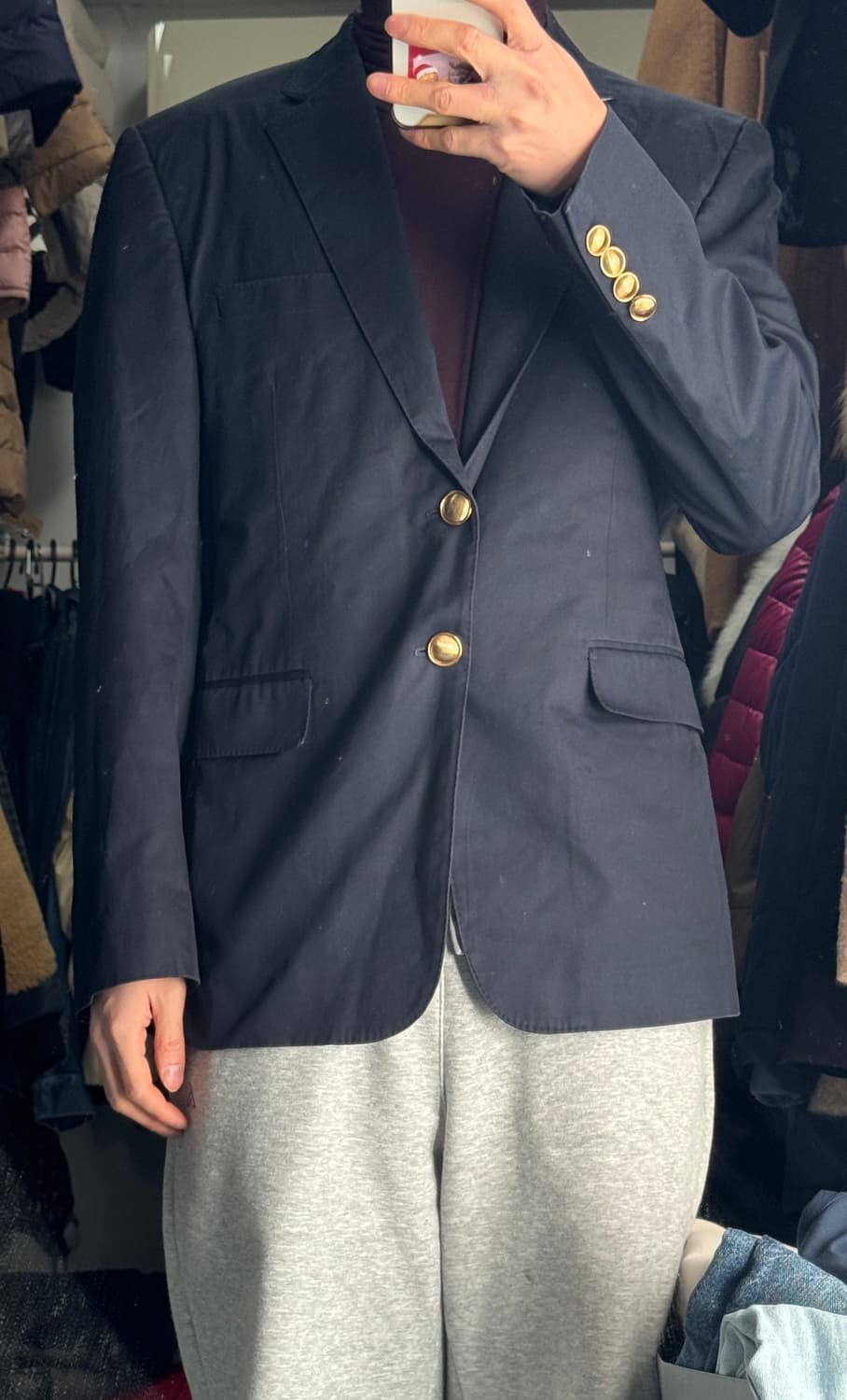 한섬 타임 Time 옴므 네이비 금장 코튼 정장 자켓 M 상품이미지6