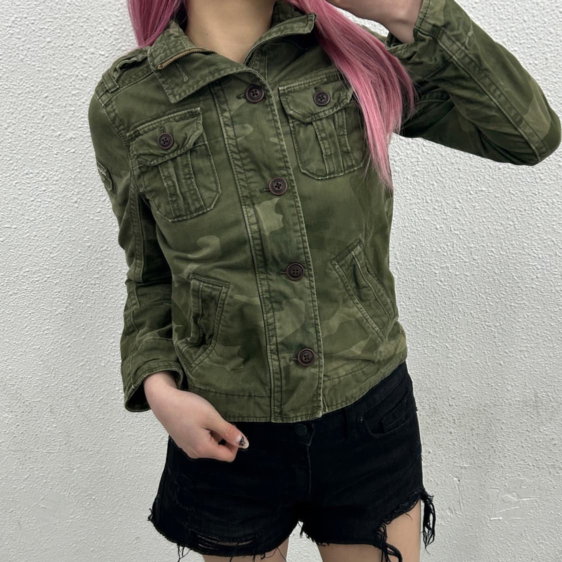 아베크롬비 y2k 카키 카모자켓 S 상품이미지1