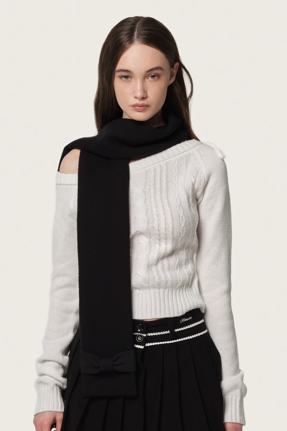 클리시어 베이비 리본 머플러/블랙/새상품 택O/무료배송 상품이미지2