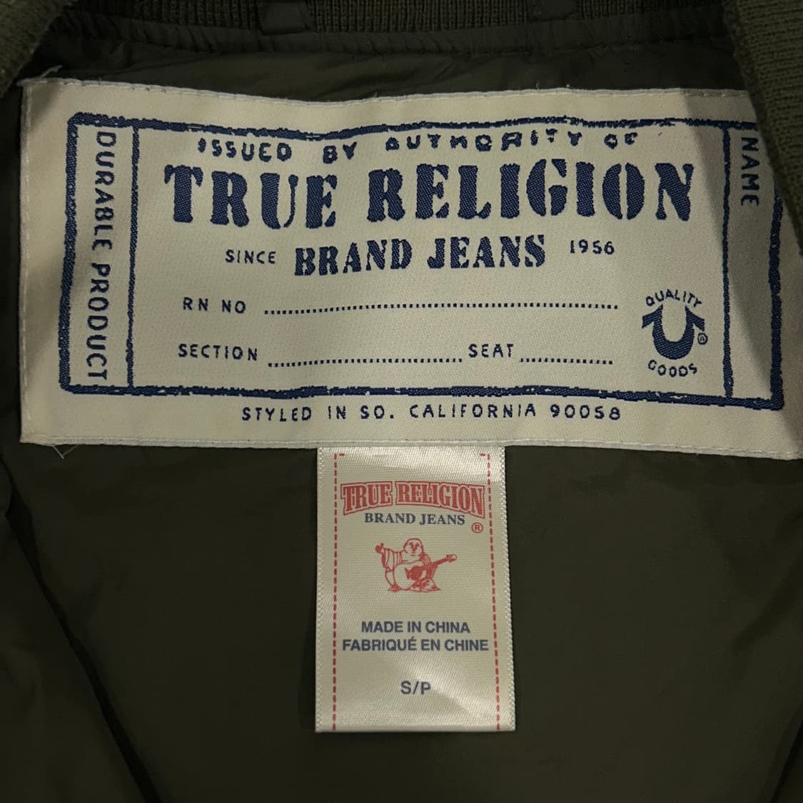 True religion 트루릴리젼 카키 퀼팅 경량패딩  상품이미지6