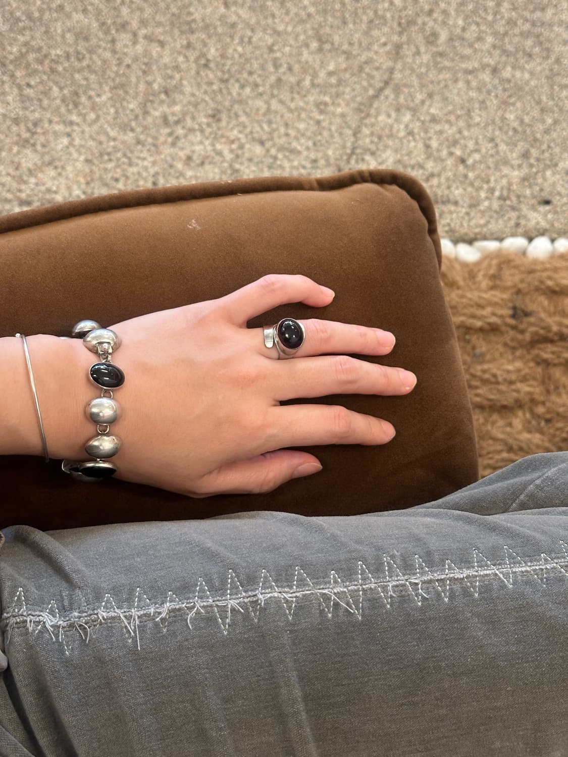 Mexico vintage onyx 925silver bracelet 상품이미지9