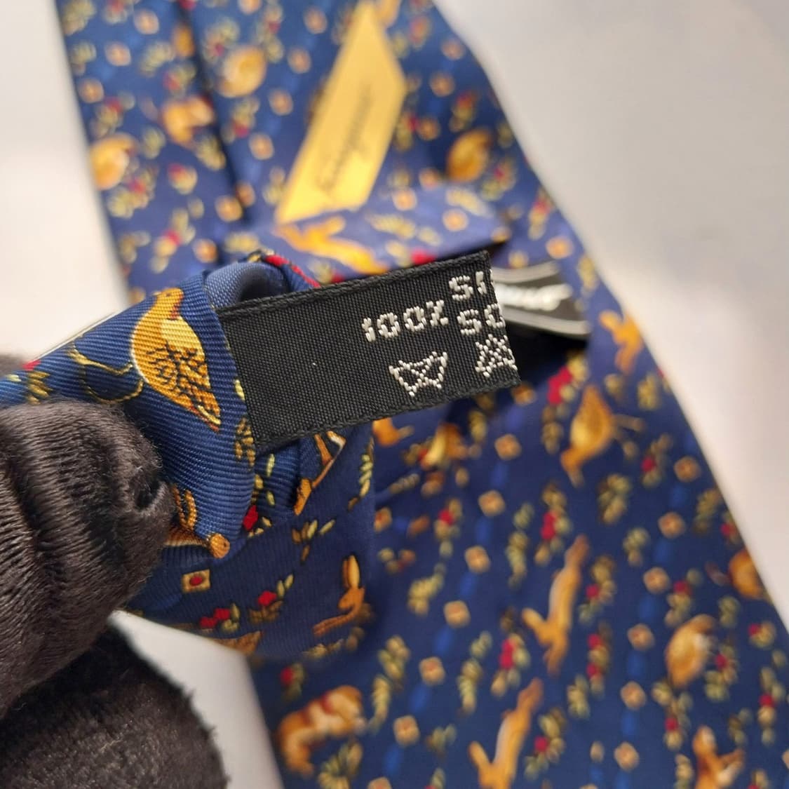 살바토레 페라가모 애니멀 모티브 넥타이 9.5cm S~A+등급 K2426 상품이미지10