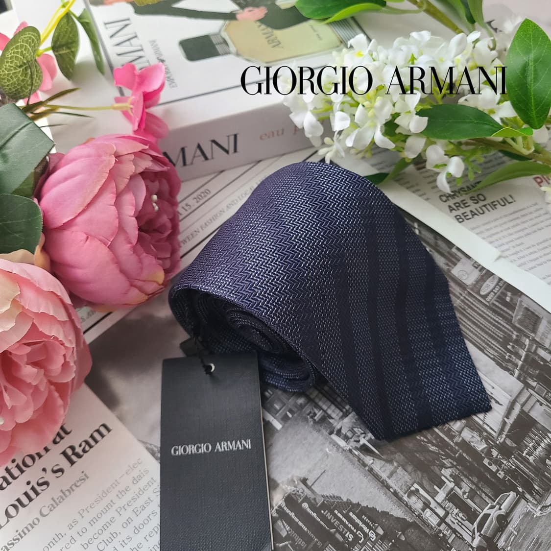 조르지오 아르마니 넥타이 네이비 9.1cm 새제품 g4
 상품이미지1